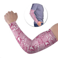 Pink Tonga Kilisimasi Fiefia Arm Sleeves Pacific Patchwork Xmas Vibes - Polynesian Pride