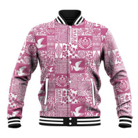 Pink Tonga Kilisimasi Fiefia Baseball Jacket Pacific Patchwork Xmas Vibes - Polynesian Pride