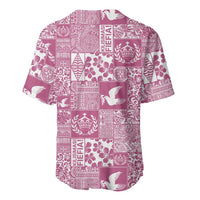 Pink Tonga Kilisimasi Fiefia Baseball Jersey Pacific Patchwork Xmas Vibes - Polynesian Pride