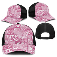 Pink Tonga Kilisimasi Fiefia Baseball Net Cap Pacific Patchwork Xmas Vibes - Polynesian Pride