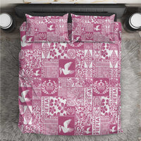 Pink Tonga Kilisimasi Fiefia Bedding Set Pacific Patchwork Xmas Vibes - Polynesian Pride