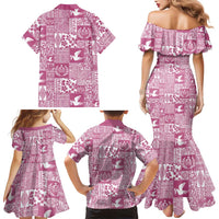 Pink Tonga Kilisimasi Fiefia Family Matching Mermaid Dress and Hawaiian Shirt Pacific Patchwork Xmas Vibes LT9 - Polynesian Pride