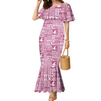 Pink Tonga Kilisimasi Fiefia Family Matching Mermaid Dress and Hawaiian Shirt Pacific Patchwork Xmas Vibes LT9 Mom's Dress Pink - Polynesian Pride