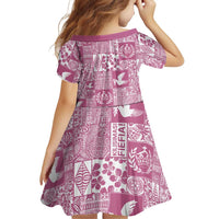 Pink Tonga Kilisimasi Fiefia Family Matching Off Shoulder Short Dress and Hawaiian Shirt Pacific Patchwork Xmas Vibes LT9 - Polynesian Pride