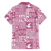 Pink Tonga Kilisimasi Fiefia Family Matching Short Sleeve Bodycon Dress and Hawaiian Shirt Pacific Patchwork Xmas Vibes LT9 - Polynesian Pride