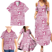 Pink Tonga Kilisimasi Fiefia Family Matching Summer Maxi Dress and Hawaiian Shirt Pacific Patchwork Xmas Vibes LT9 - Polynesian Pride