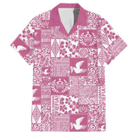 Pink Tonga Kilisimasi Fiefia Family Matching Summer Maxi Dress and Hawaiian Shirt Pacific Patchwork Xmas Vibes LT9 Dad's Shirt - Short Sleeve Pink - Polynesian Pride