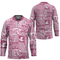 Pink Tonga Kilisimasi Fiefia Hockey Jersey Pacific Patchwork Xmas Vibes - Polynesian Pride