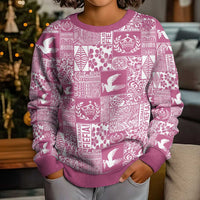 Pink Tonga Kilisimasi Fiefia Kid Ugly Christmas Sweater Pacific Patchwork Xmas Vibes - Polynesian Pride