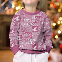 Pink Tonga Kilisimasi Fiefia Kid Ugly Christmas Sweater Pacific Patchwork Xmas Vibes - Polynesian Pride