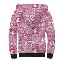 Pink Tonga Kilisimasi Fiefia Sherpa Hoodie Pacific Patchwork Xmas Vibes - Polynesian Pride