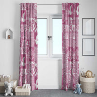 Pink Tonga Kilisimasi Fiefia Window Curtain Pacific Patchwork Xmas Vibes - Polynesian Pride