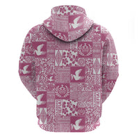 Pink Tonga Kilisimasi Fiefia Zip Hoodie Pacific Patchwork Xmas Vibes - Polynesian Pride