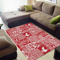 Red Tonga Kilisimasi Fiefia Area Rug Pacific Patchwork Xmas Vibes - Polynesian Pride