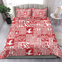 Red Tonga Kilisimasi Fiefia Bedding Set Pacific Patchwork Xmas Vibes - Polynesian Pride