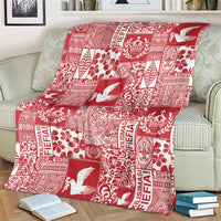 Red Tonga Kilisimasi Fiefia Blanket Pacific Patchwork Xmas Vibes - Polynesian Pride