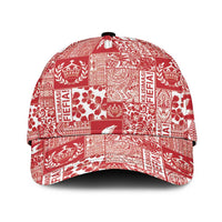 Red Tonga Kilisimasi Fiefia Classic Cap Pacific Patchwork Xmas Vibes - Polynesian Pride