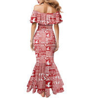 Red Tonga Kilisimasi Fiefia Family Matching Mermaid Dress and Hawaiian Shirt Pacific Patchwork Xmas Vibes LT9 - Polynesian Pride