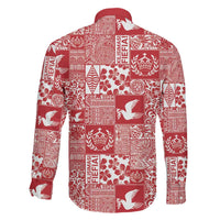 Red Tonga Kilisimasi Fiefia Family Matching Off Shoulder Maxi Dress and Hawaiian Shirt Pacific Patchwork Xmas Vibes LT9 - Polynesian Pride