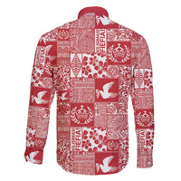 Red Tonga Kilisimasi Fiefia Family Matching Off Shoulder Short Dress and Hawaiian Shirt Pacific Patchwork Xmas Vibes LT9 - Polynesian Pride