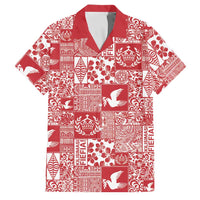 Red Tonga Kilisimasi Fiefia Family Matching Puletasi and Hawaiian Shirt Pacific Patchwork Xmas Vibes - Polynesian Pride