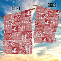 Red Tonga Kilisimasi Fiefia Garden Flag Pacific Patchwork Xmas Vibes - Polynesian Pride