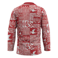 Red Tonga Kilisimasi Fiefia Hockey Jersey Pacific Patchwork Xmas Vibes - Polynesian Pride