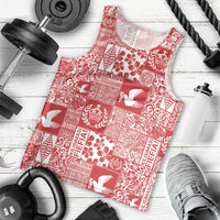 Red Tonga Kilisimasi Fiefia Men Tank Top Pacific Patchwork Xmas Vibes - Polynesian Pride