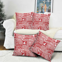 Red Tonga Kilisimasi Fiefia Pillow Cover Pacific Patchwork Xmas Vibes - Polynesian Pride