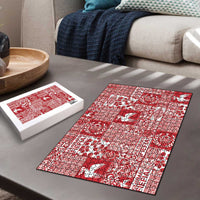 Red Tonga Kilisimasi Fiefia Puzzle Pacific Patchwork Xmas Vibes - Polynesian Pride