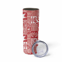 Red Tonga Kilisimasi Fiefia Skinny Tumbler Pacific Patchwork Xmas Vibes - Polynesian Pride