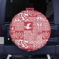 Red Tonga Kilisimasi Fiefia Spare Tire Cover Pacific Patchwork Xmas Vibes - Polynesian Pride