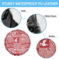 Red Tonga Kilisimasi Fiefia Spare Tire Cover Pacific Patchwork Xmas Vibes - Polynesian Pride