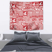 Red Tonga Kilisimasi Fiefia Tapestry Pacific Patchwork Xmas Vibes - Polynesian Pride