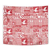 Red Tonga Kilisimasi Fiefia Tapestry Pacific Patchwork Xmas Vibes - Polynesian Pride