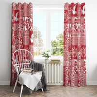 Red Tonga Kilisimasi Fiefia Window Curtain Pacific Patchwork Xmas Vibes - Polynesian Pride