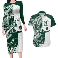 Polynesian Hawaii Volleyball Custom Couples Matching Long Sleeve Bodycon Dress and Hawaiian Shirt Kakau with Sport Style