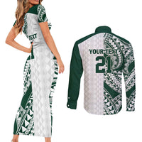 Polynesian Hawaii Volleyball Custom Couples Matching Short Sleeve Bodycon Dress and Long Sleeve Button Shirt Kakau with Sport Style