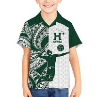 Polynesian Hawaii Volleyball Custom Family Matching Long Sleeve Bodycon Dress and Hawaiian Shirt Kakau with Sport Style LT9 Son's Shirt White - Polynesian Pride