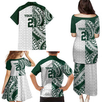 Polynesian Hawaii Volleyball Custom Family Matching Puletasi and Hawaiian Shirt Kakau with Sport Style