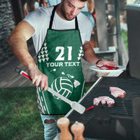 Polynesian Hawaii Volleyball Custom Apron Green Kakau with Map Motif - Polynesian Pride