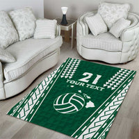 Polynesian Hawaii Volleyball Custom Area Rug Green Kakau with Map Motif