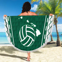 Polynesian Hawaii Volleyball Custom Beach Blanket Green Kakau with Map Motif