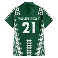 Polynesian Hawaii Volleyball Custom Family Matching Short Sleeve Bodycon Dress and Hawaiian Shirt Green Kakau with Map Motif LT9 - Polynesian Pride