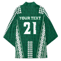 Polynesian Hawaii Volleyball Custom Kimono Green Kakau with Map Motif - Polynesian Pride