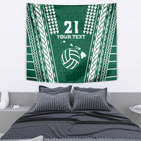 Polynesian Hawaii Volleyball Custom Tapestry Green Kakau with Map Motif
