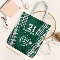 Polynesian Hawaii Volleyball Custom Tote Bag Green Kakau with Map Motif - Polynesian Pride
