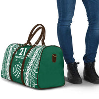 Polynesian Hawaii Volleyball Custom Travel Bag Green Kakau with Map Motif - Polynesian Pride