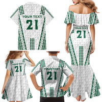 Polynesian Hawaii Volleyball Custom Family Matching Mermaid Dress and Hawaiian Shirt White Kakau with Map Motif LT9 - Polynesian Pride