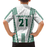 Polynesian Hawaii Volleyball Custom Family Matching Puletasi and Hawaiian Shirt White Kakau with Map Motif